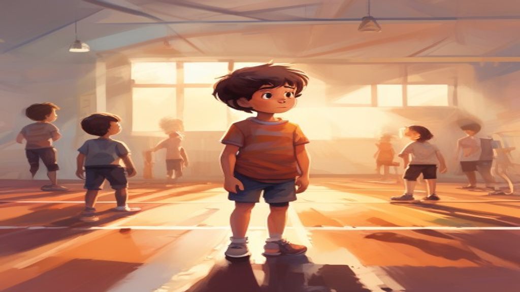 運動が苦手で不安そうにしている子供のイメージ